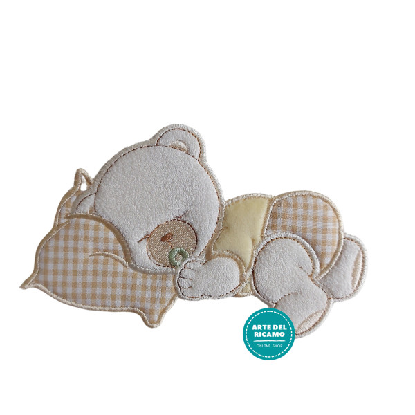 Iron-on Patch - Dreaming Teddy Bear  - Cream